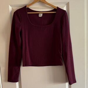 Deep Burgundy, Super Soft, Long Sleeve Cropped Tee
